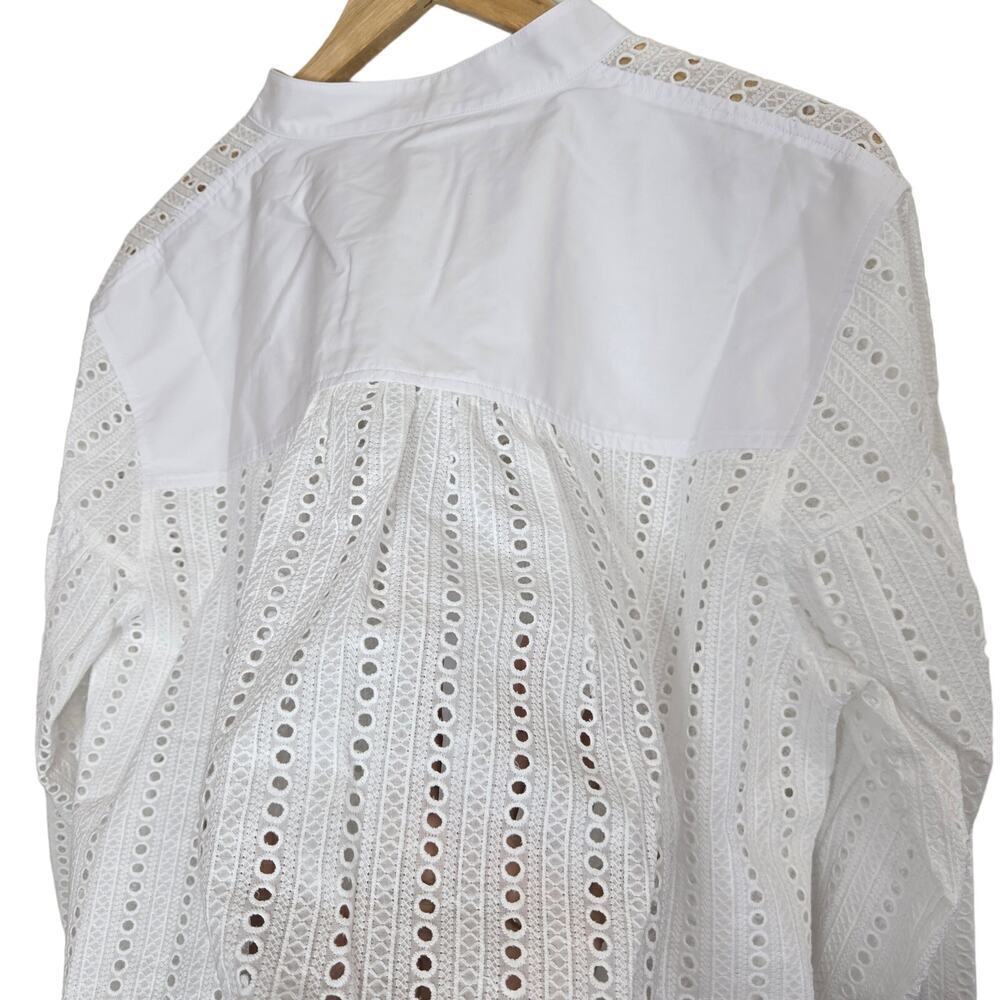 NWT Thakoon White Button Down Shirt Medium Oversized Eyelet Coquette Boho Sheer - Picture 6 of 10